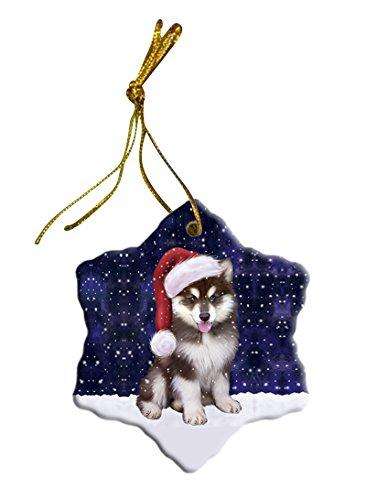 Let It Snow Alaskan Malamute Dog Christmas Star Ornament POR2581