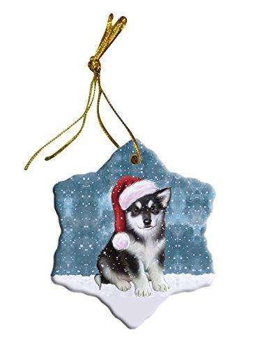 Let It Snow Alaskan Malamute Dog Christmas Star Ornament POR2582