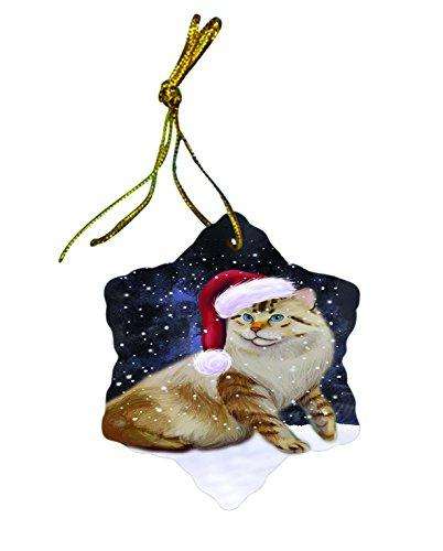 Let It Snow American Bobtail Cat Christmas Star Ornament POR2601