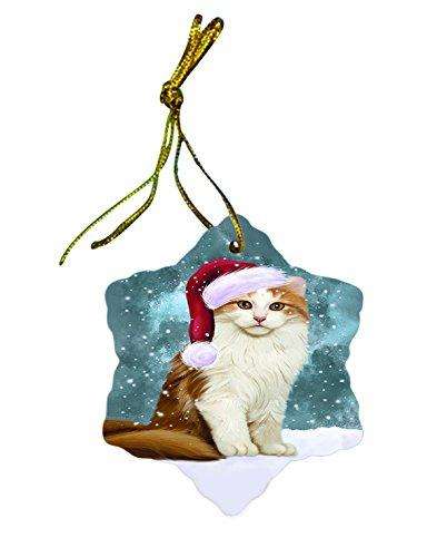 Let It Snow American Curl Cat Christmas Star Ornament POR2602