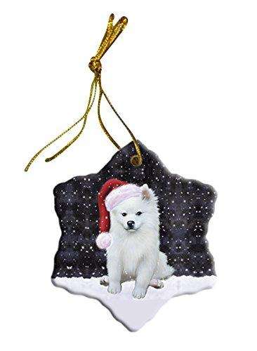Let It Snow American Eskimo Dog Christmas Star Ornament POR2584
