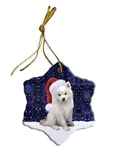 Let It Snow American Eskimo Dog Christmas Star Ornament POR2585