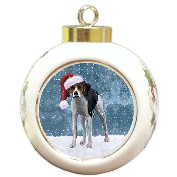 Let It Snow American Foxhound Dog Christmas Round Ball Ornament POR896