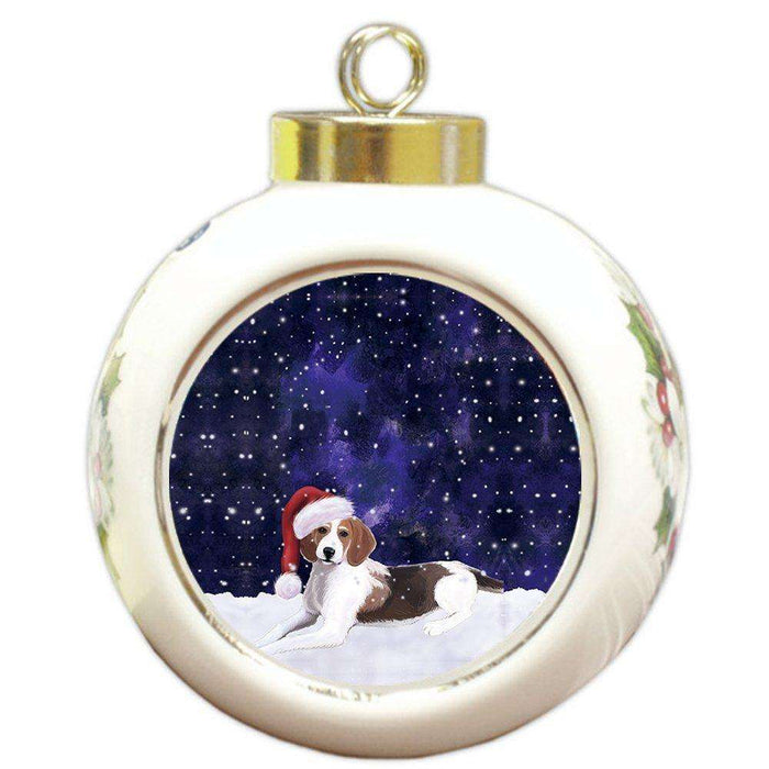 Let It Snow American Foxhound Dog Christmas Round Ball Ornament POR900