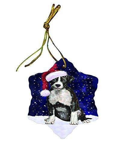 Let It Snow American Staffordshire Terrier Dog Christmas Star Ornament POR2603