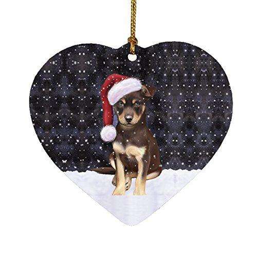 Let It Snow Australian Kelpie Dog Christmas Heart Ornament POR1995