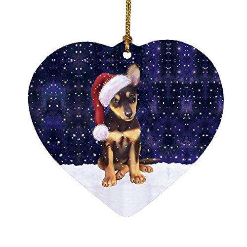 Let It Snow Australian Kelpie Dog Christmas Heart Ornament POR1996