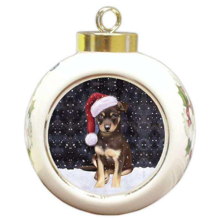 Let It Snow Australian Kelpie Dog Christmas Round Ball Ornament POR901