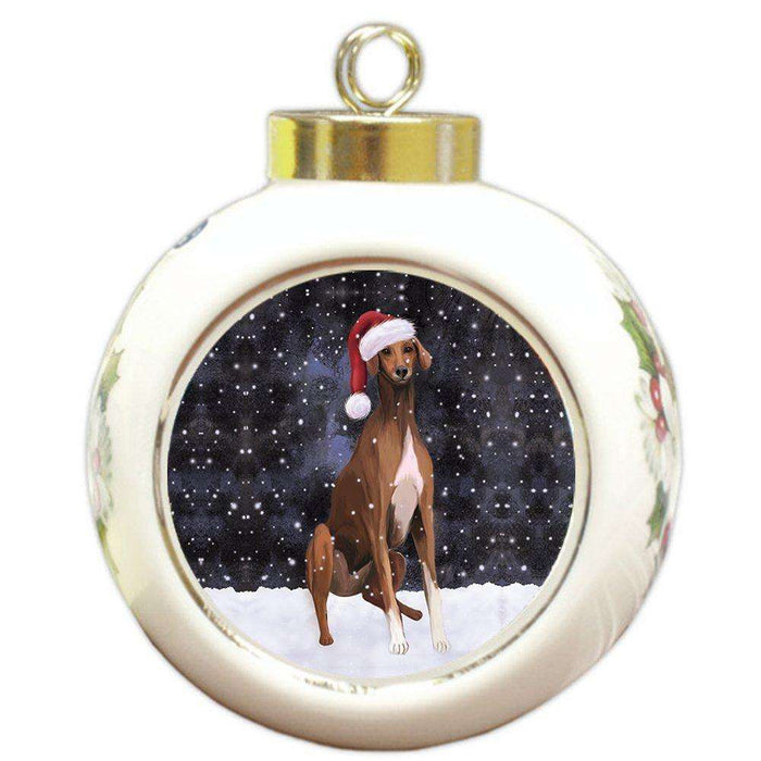 Let It Snow Azawakh Dog Christmas Round Ball Ornament POR916