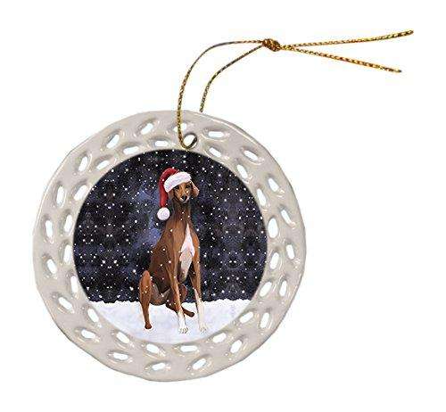 Let It Snow Azawakh Dog Christmas Round Doily Ornament POR314