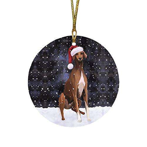 Let It Snow Azawakh Dog Christmas Round Flat Ornament POR1480