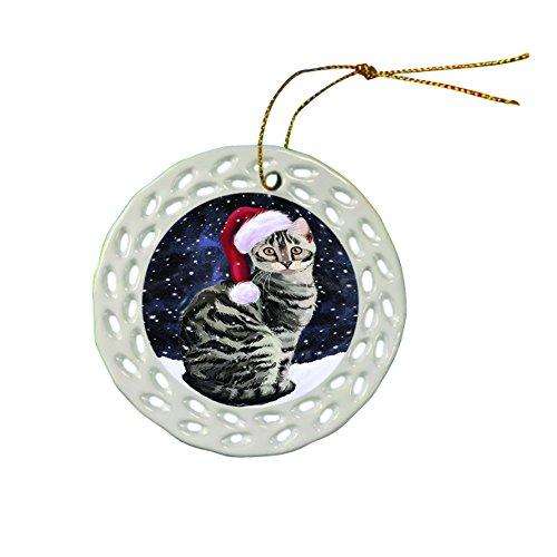 Let It Snow Bengal Cat Christmas Round Porcelain Ornament POR289