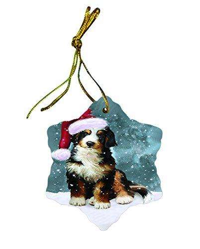 Let It Snow Bernedoodle Dog Christmas Star Ornament POR2614