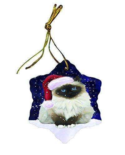 Let It Snow Birman Cat Christmas Star Ornament POR2617