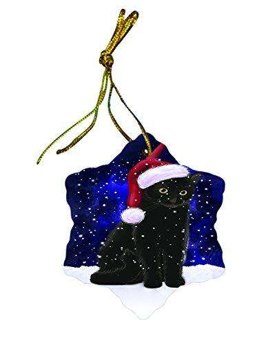 Let It Snow Black Cat Christmas Star Ornament POR2619