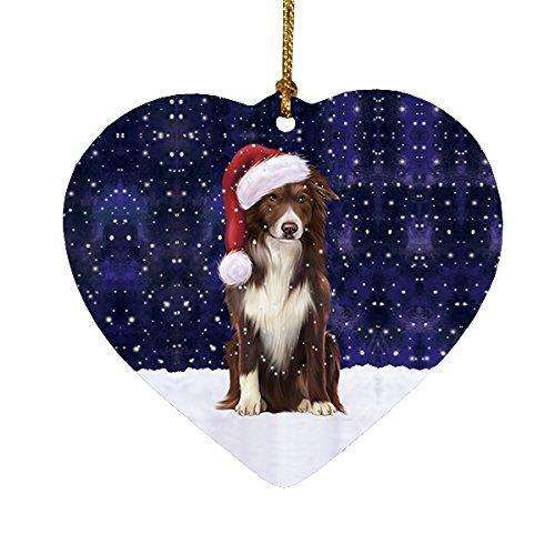 Let It Snow Border Collie Dog Christmas Heart Ornament POR2015