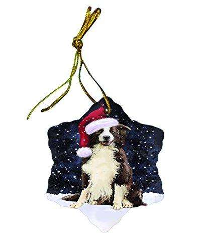Let It Snow Border Collie Dog Christmas Star Ornament POR2626