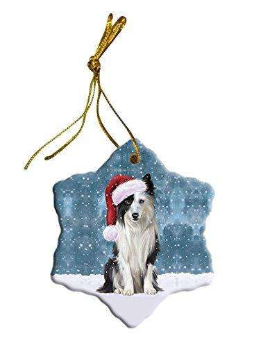 Let It Snow Border Collie Dog Christmas Star Ornament POR2641