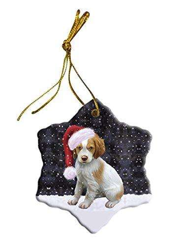 Let It Snow Brittany Spaniel Dog Christmas Star Ornament POR2591