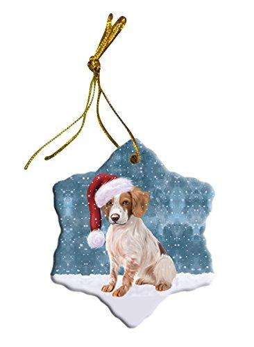 Let It Snow Brittany Spaniel Dog Christmas Star Ornament POR2593