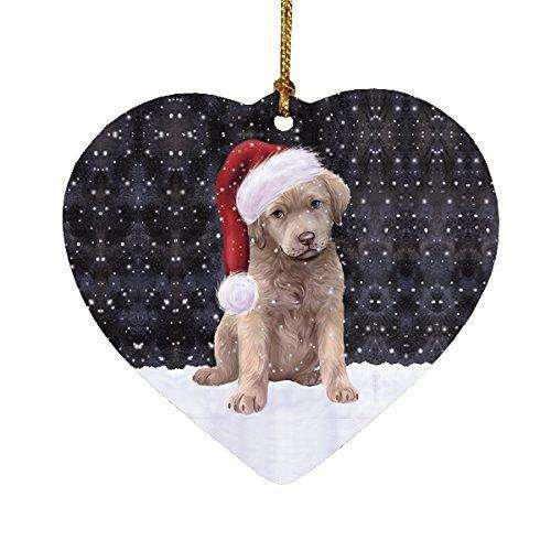 Let It Snow Chesapeake Bay Retriever Dog Christmas Heart Ornament POR2001
