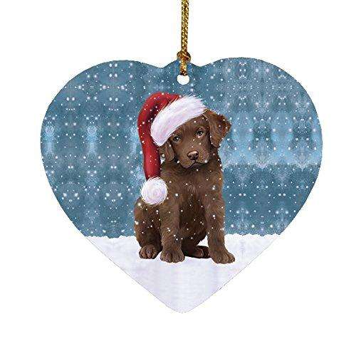 Let It Snow Chesapeake Bay Retriever Dog Christmas Heart Ornament POR2003