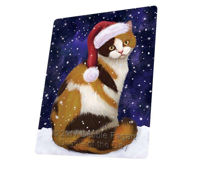 Let it Snow Christmas British Shorthair Cat Wearing Santa Hat Tempered Cutting Board
