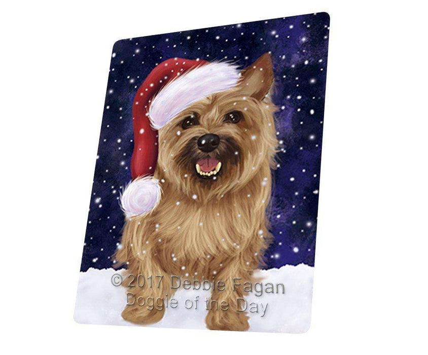 Let it Snow Christmas Cairn Terrier Dog and Santa Hat Tempered Cutting Board