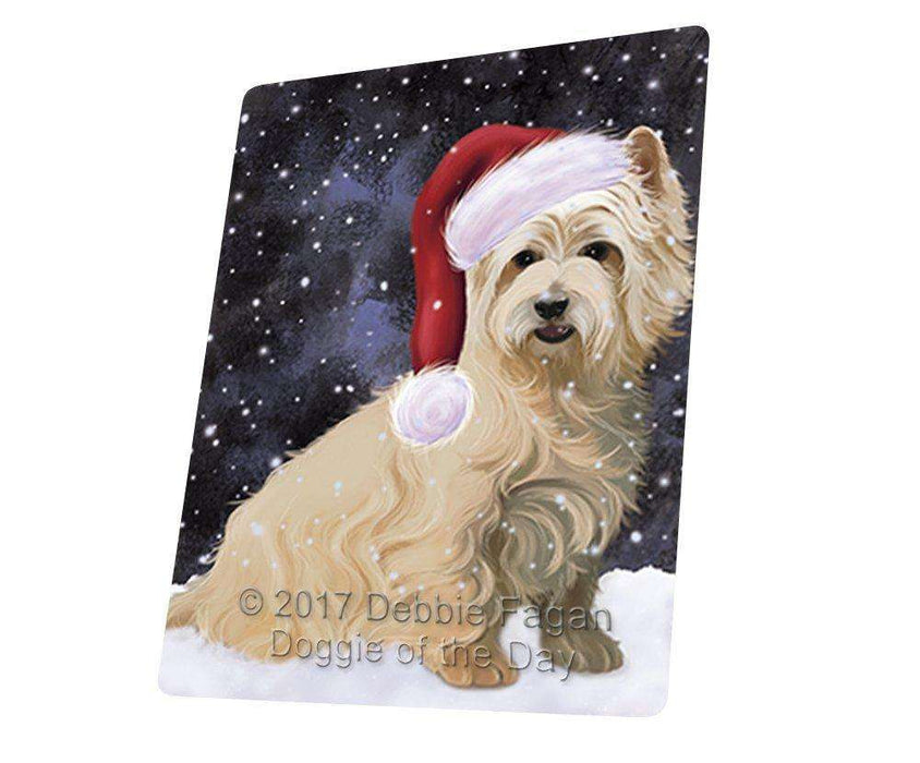 Let it Snow Christmas Cairn Terrier Dog & Santa Hat Tempered Cutting Board