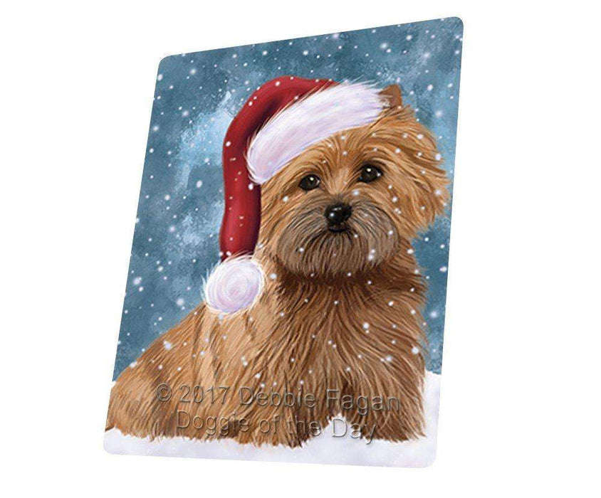Let it Snow Christmas Cairn Terrier Dog Sporting Santa Hat Tempered Cutting Board