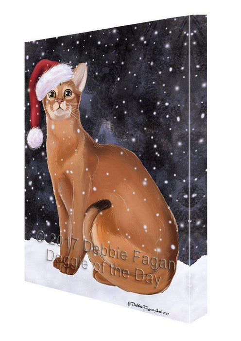 Let It Snow Christmas Happy Holidays Abyssinian Cat Print on Canvas Wall Art CVS801