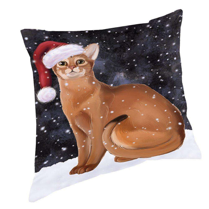 Let It Snow Christmas Happy Holidays Abyssinian Cat Throw Pillow PIL832