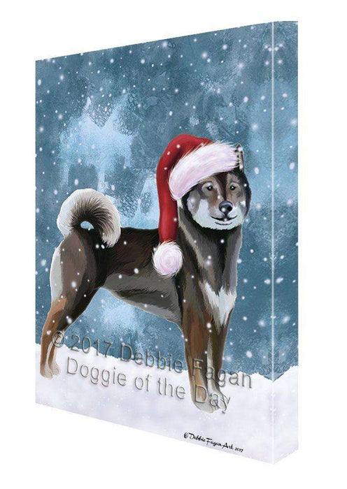 Let It Snow Christmas Happy Holidays Aiku Dog Print on Canvas Wall Art CVS810
