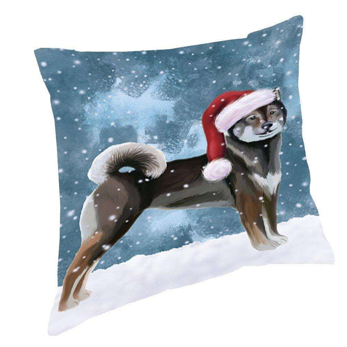 Let It Snow Christmas Happy Holidays Aiku Dog Throw Pillow PIL836