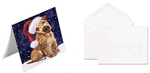 Let It Snow Christmas Happy Holidays Airedale Dog Handmade Artwork Assorted Pets Greeting Cards and Note Cards with Envelopes for All Occasions and Holiday Seasons GCD1165