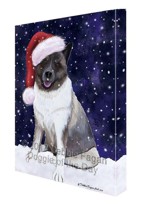 Let It Snow Christmas Happy Holidays Akita Dog Print on Canvas Wall Art CVS819