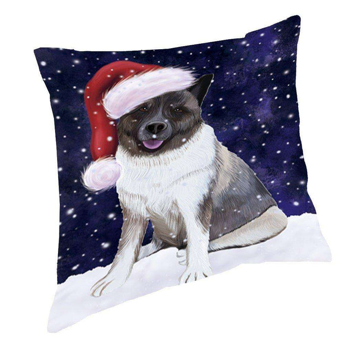 Let It Snow Christmas Happy Holidays Akita Dog Throw Pillow PIL848