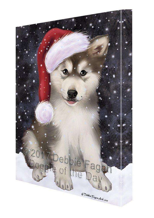 Let It Snow Christmas Happy Holidays Alaskan Malamute Black Dog Print on Canvas Wall Art CVS828