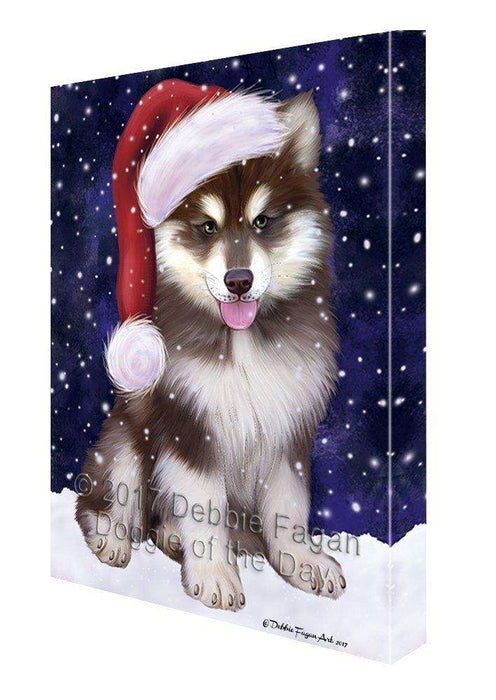 Let It Snow Christmas Happy Holidays Alaskan Malamute Blue Dog Print on Canvas Wall Art CVS837