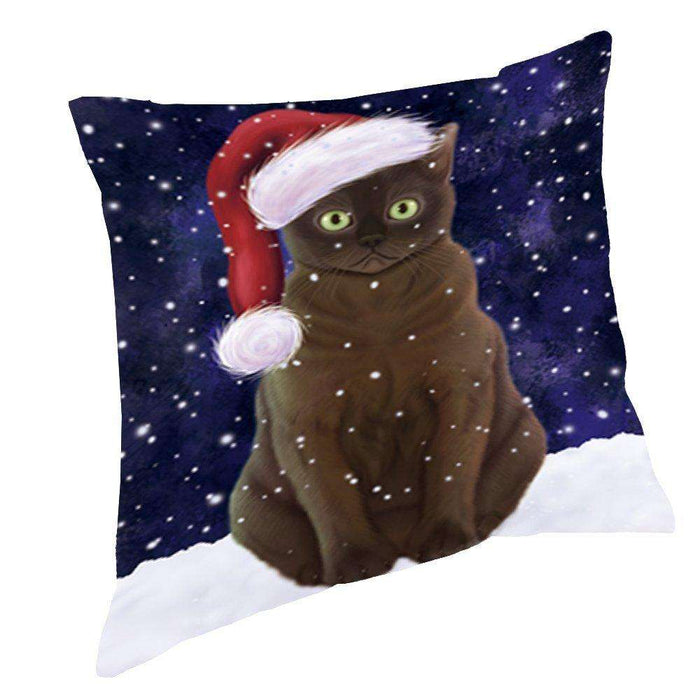Let It Snow Christmas Happy Holidays American Bernese Zibeline Cat Throw Pillow PIL868