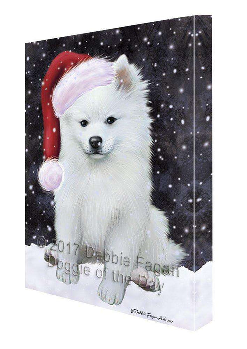 Let It Snow Christmas Happy Holidays American Eskimo Black Dog Print on Canvas Wall Art CVS864