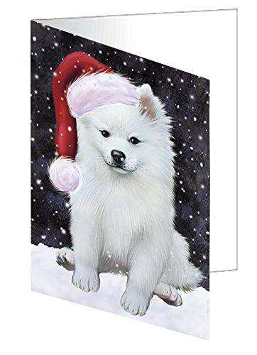 Let It Snow Christmas Happy Holidays American Eskimo Dog Handmade Artwork Assorted Pets Greeting Cards and Note Cards with Envelopes for All Occasions and Holiday Seasons GCD1080