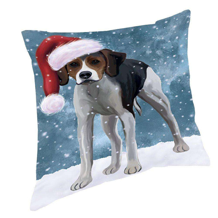 Let It Snow Christmas Happy Holidays American Foxhound Dog Throw Pillow PIL864