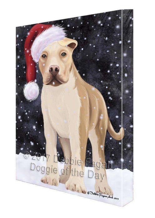 Let It Snow Christmas Happy Holidays American Staffordshire Print on Canvas Wall Art CVS090