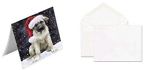 Let It Snow Christmas Happy Holidays Anatolian Shepherd Dog Handmade Artwork Assorted Pets Greeting Cards and Note Cards with Envelopes for All Occasions and Holiday Seasons GCD1175