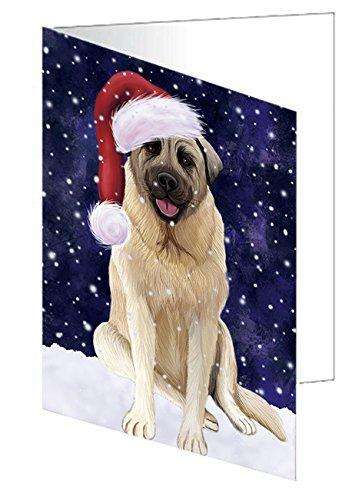 Let It Snow Christmas Happy Holidays Anatolian Shepherd Dog Handmade Artwork Assorted Pets Greeting Cards and Note Cards with Envelopes for All Occasions and Holiday Seasons GCD655