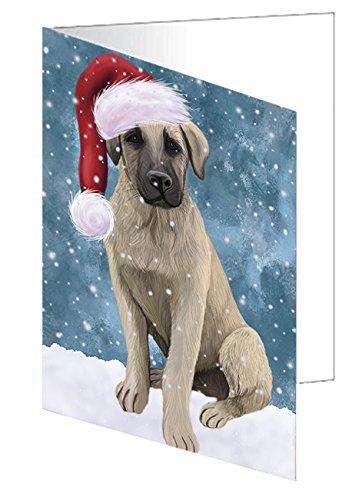 Let It Snow Christmas Happy Holidays Anatolian Shepherd Puppy Handmade Artwork Assorted Pets Greeting Cards and Note Cards with Envelopes for All Occasions and Holiday Seasons GCD660