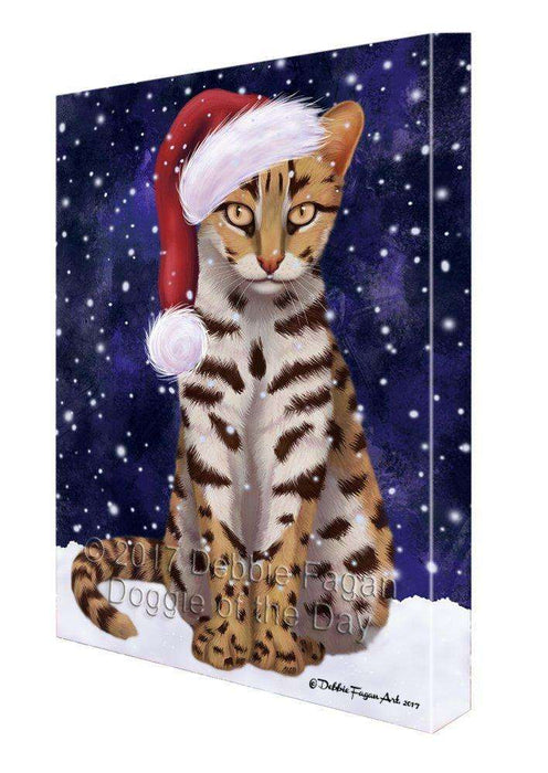 Let It Snow Christmas Happy Holidays Asian Leopard Cat Print on Canvas Wall Art CVS117