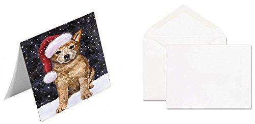 Let It Snow Christmas Happy Holidays Australian Cattle Dog Handmade Artwork Assorted Pets Greeting Cards and Note Cards with Envelopes for All Occasions and Holiday Seasons GCD1190