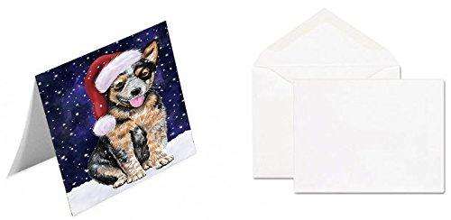 Let It Snow Christmas Happy Holidays Australian Cattle Dog Handmade Artwork Assorted Pets Greeting Cards and Note Cards with Envelopes for All Occasions and Holiday Seasons GCD1195